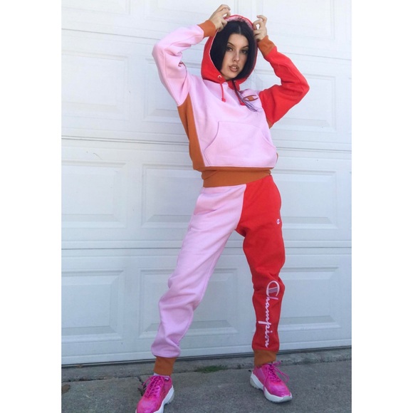 New Reverse weave hoodie sweatshirt color block L - Picture 2 of 12